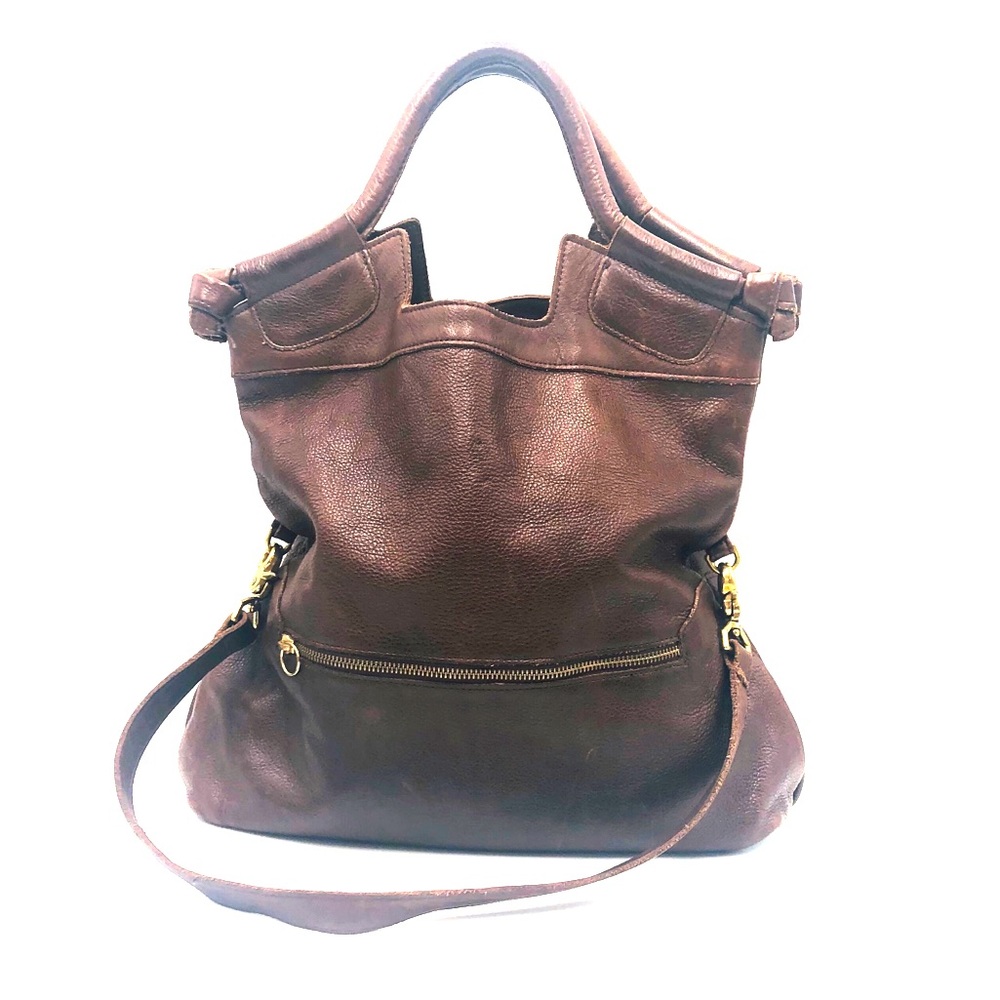 Foley + Corinna Brown Leather Convertible Tote Bag